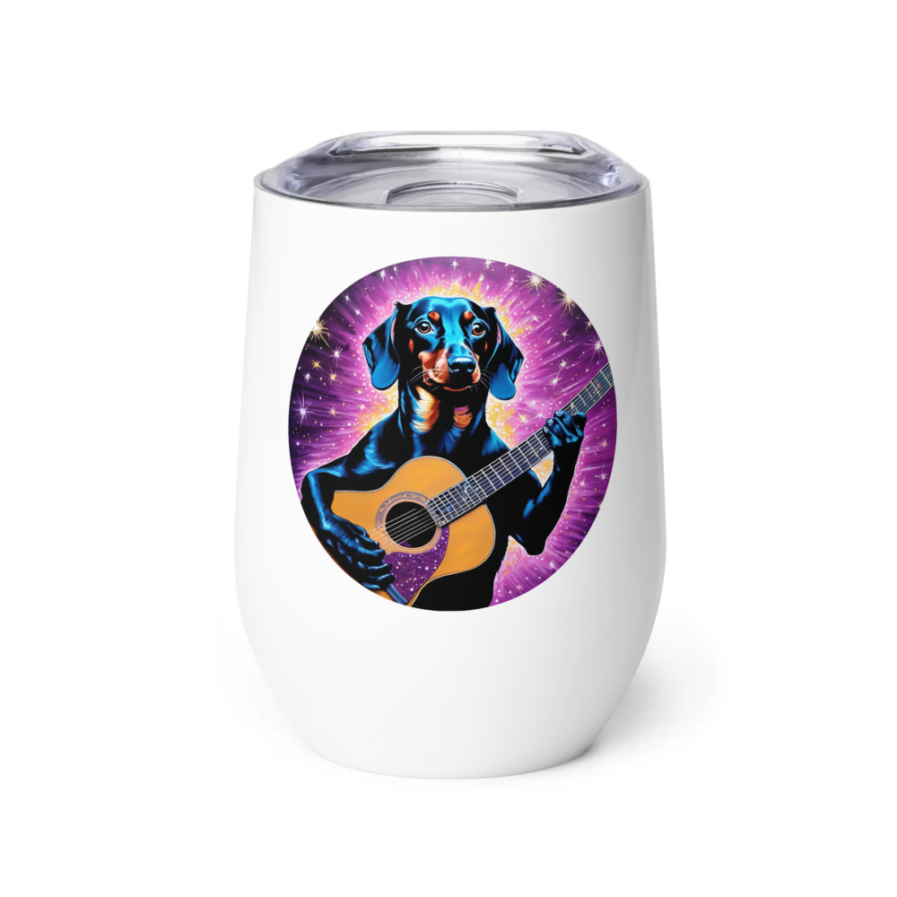 PugMug Custom Black Dachshund Wine Tumbler