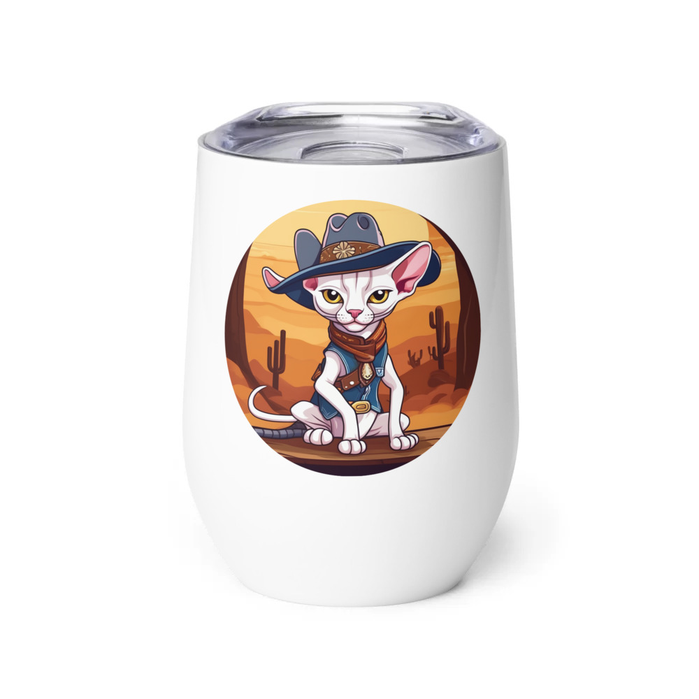 PugMug Custom White Sphynx Cat Wine Tumbler