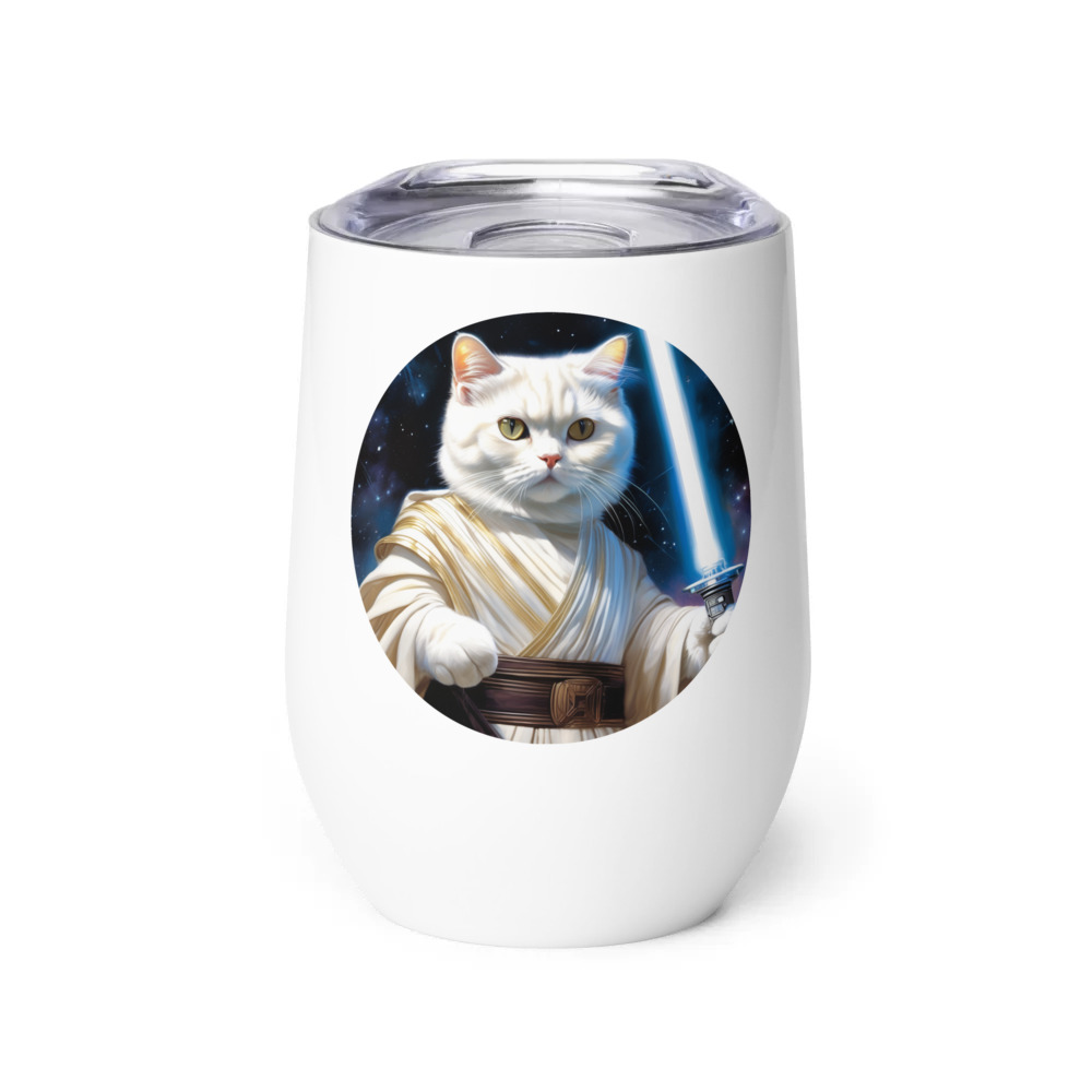 PugMug Custom White Scottish Fold Cat Wine Tumbler