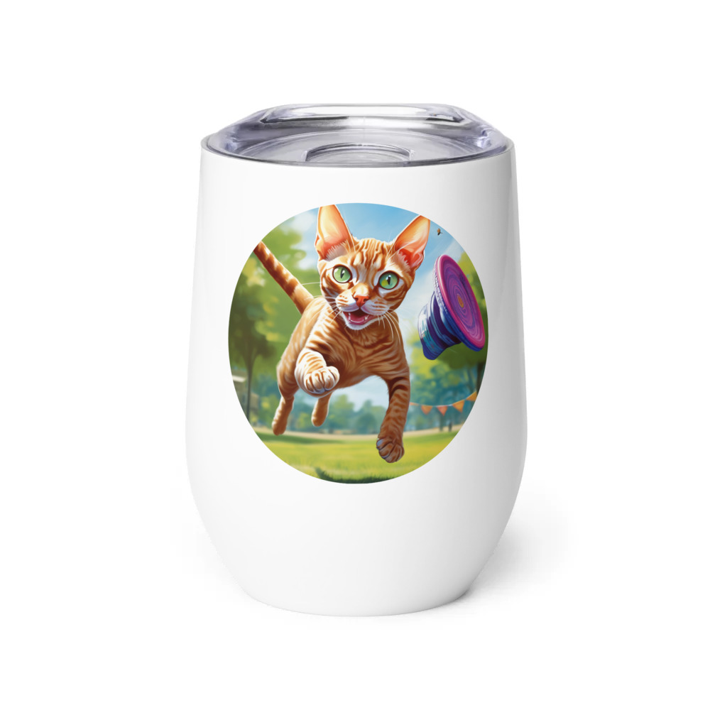 PugMug Custom Tabby Devon Rex Cat Wine Tumbler