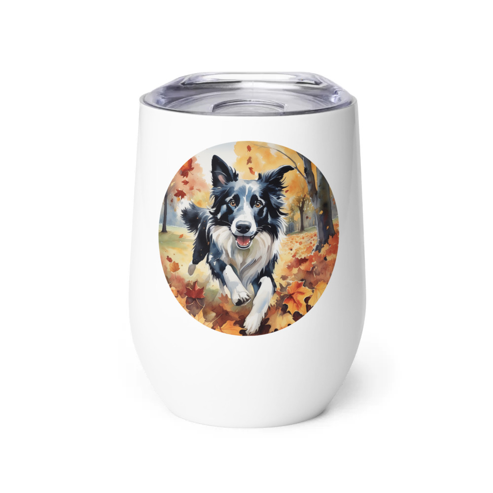 PugMug Custom Border Collie Wine Tumbler