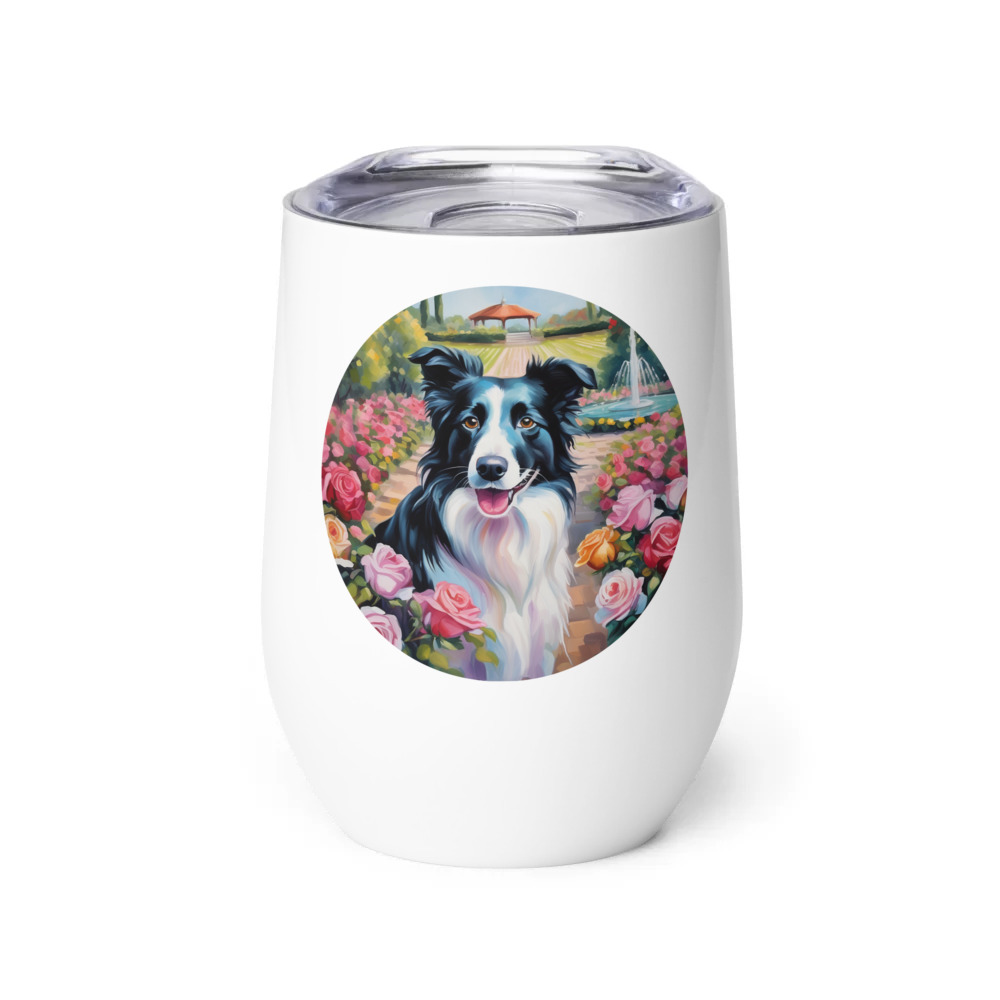 PugMug Custom Border Collie Wine Tumbler