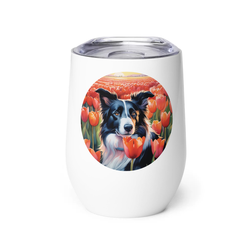 PugMug Custom Border Collie Wine Tumbler