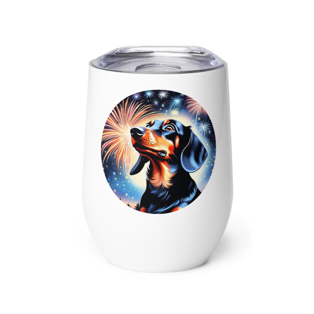 PugMug Custom Black Dachshund Wine Tumbler