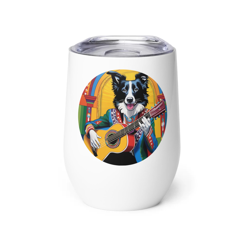 PugMug Custom Border Collie Wine Tumbler
