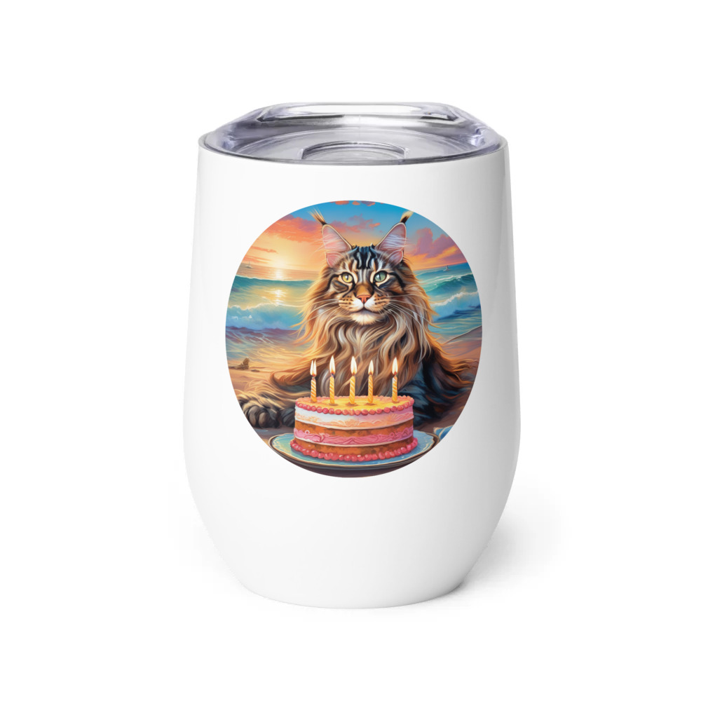 PugMug Custom Tabby Maine Coon Cat Wine Tumbler