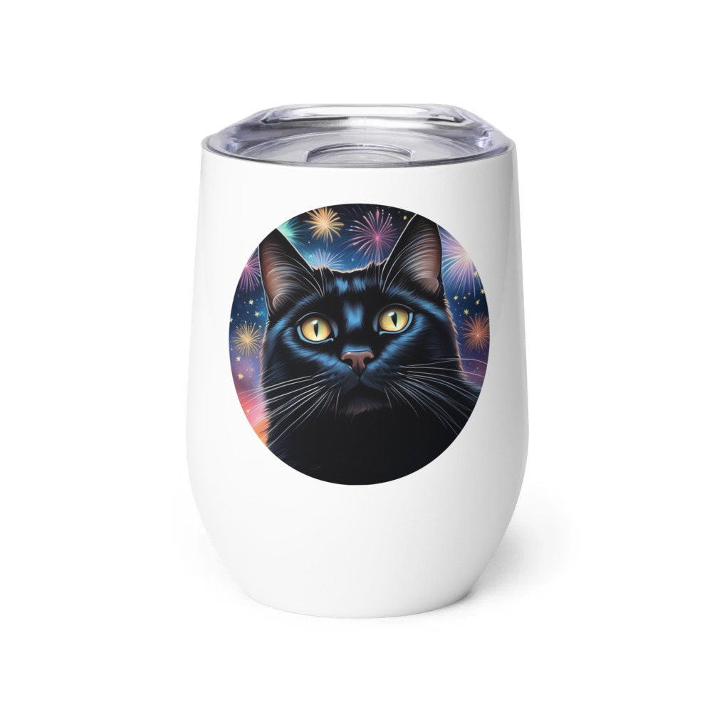 PugMug Custom Black Companion Cat Wine Tumbler