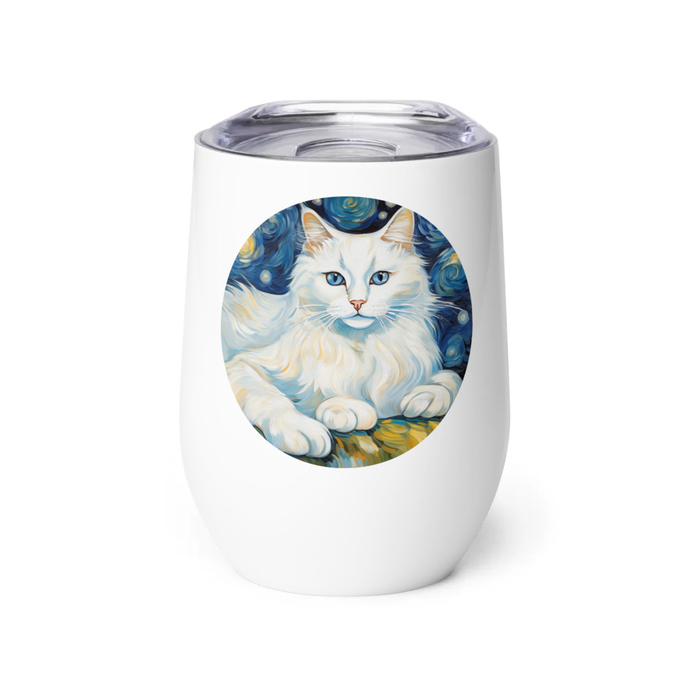 PugMug Custom White Ragdoll Cat Wine Tumbler
