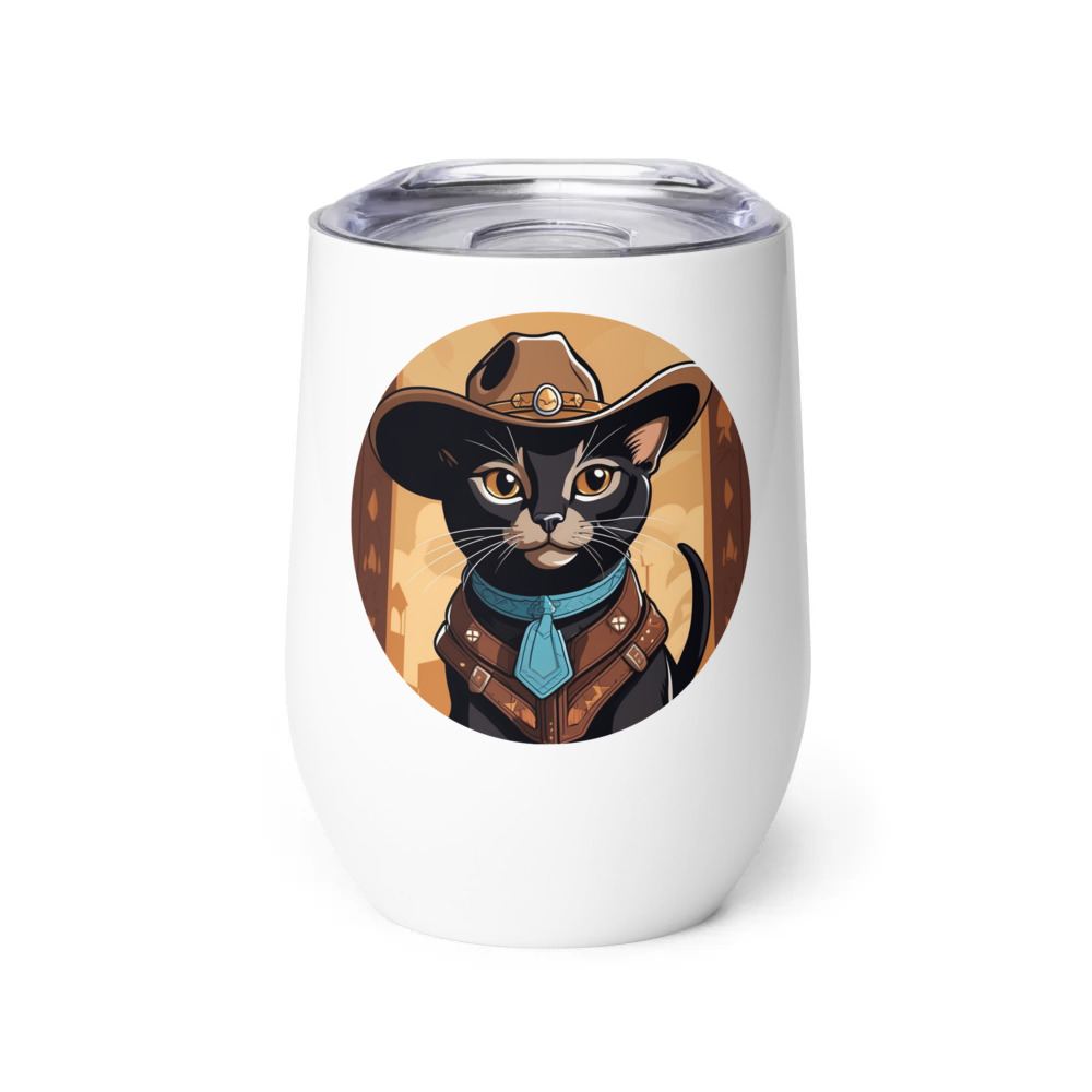 PugMug Custom Black Abyssinian Cat Wine Tumbler