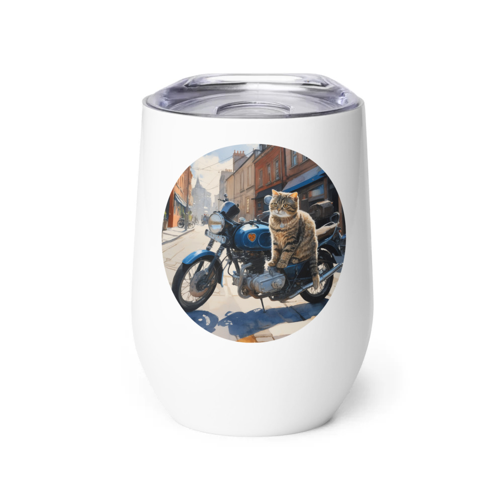 PugMug Custom Tabby Scottish Fold Cat Wine Tumbler