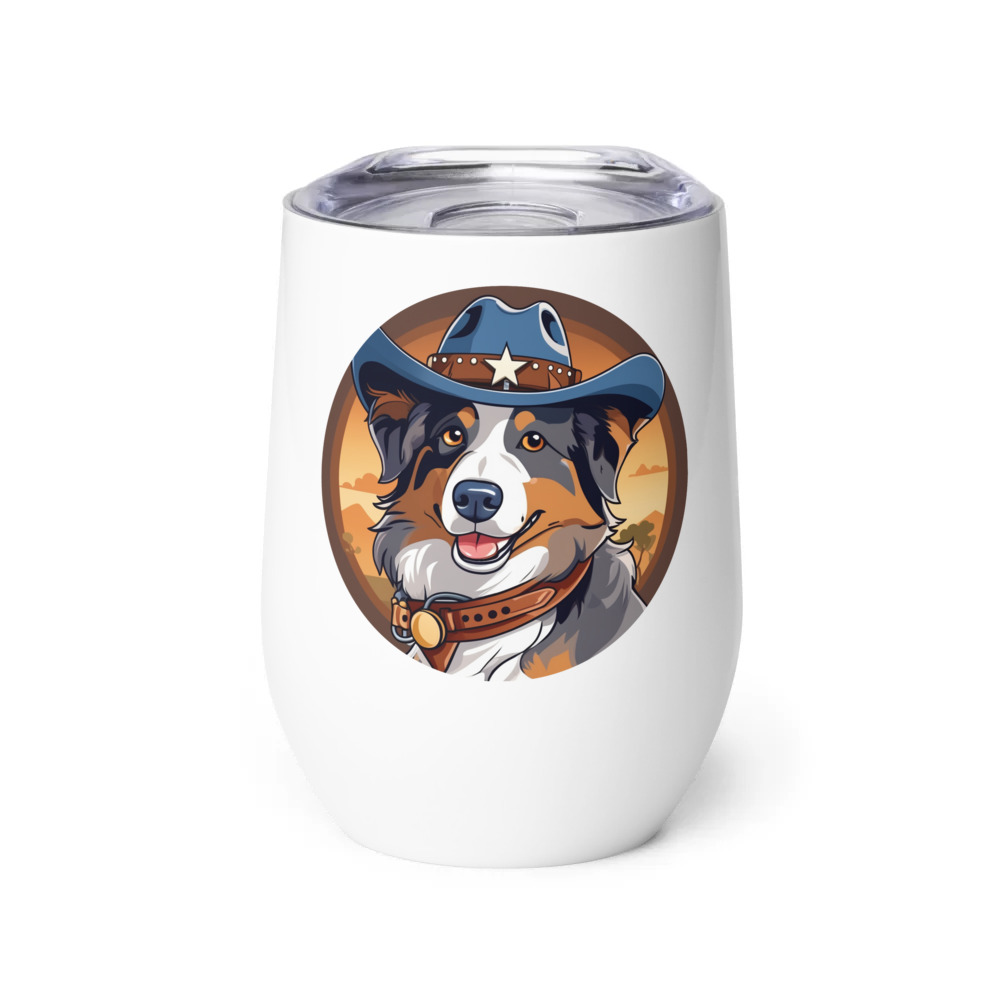 PugMug Custom Australian Shepherd Dog Wine Tumbler