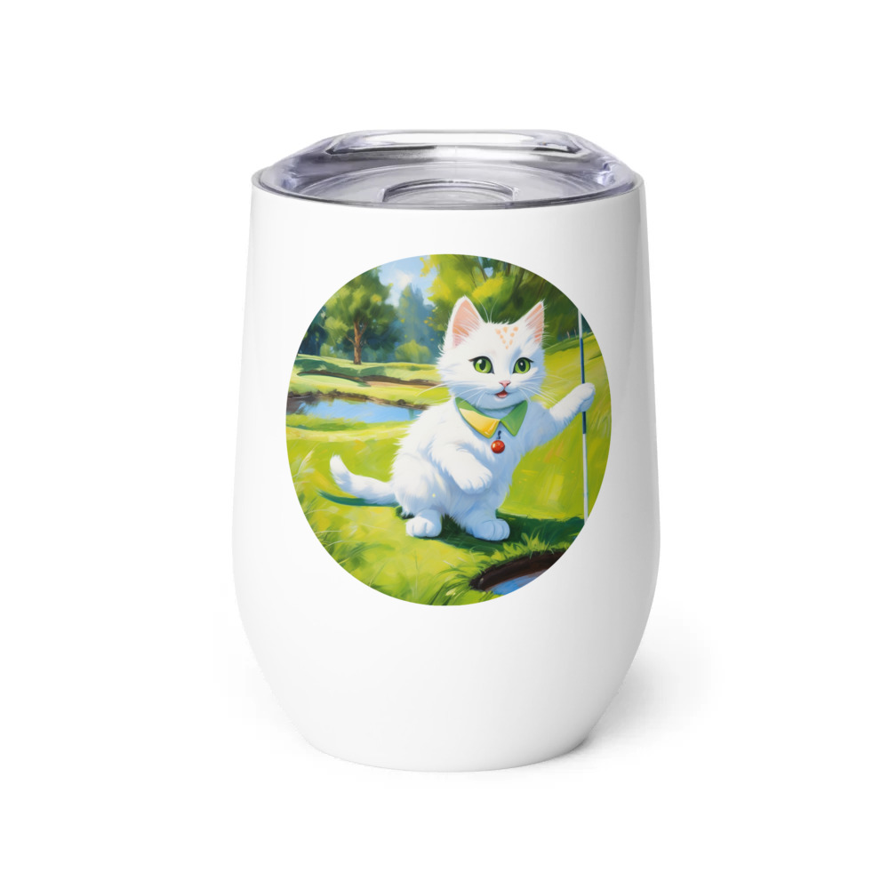 PugMug Custom White Companion Cat Wine Tumbler
