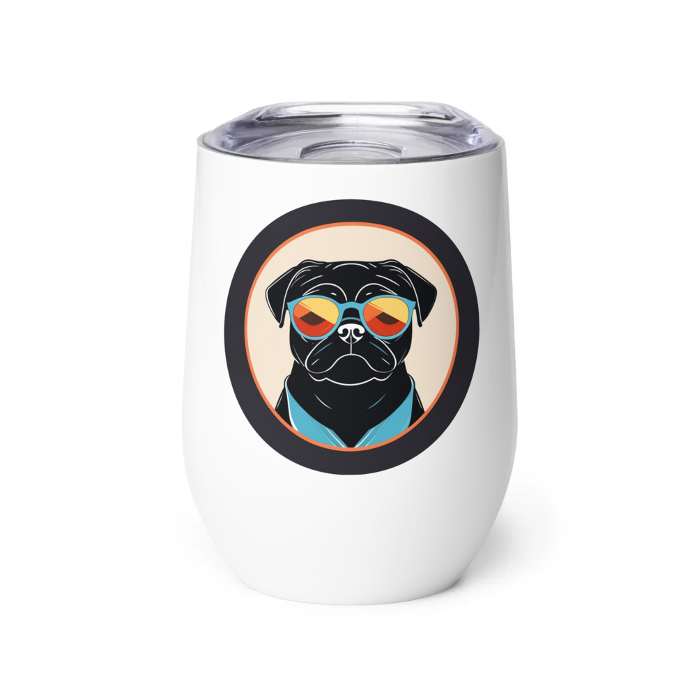 PugMug Custom Black Pug Wine Tumbler