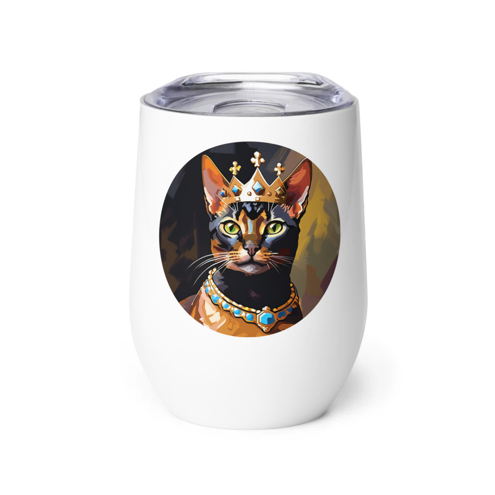 PugMug Custom Black Abyssinian Cat Wine Tumbler
