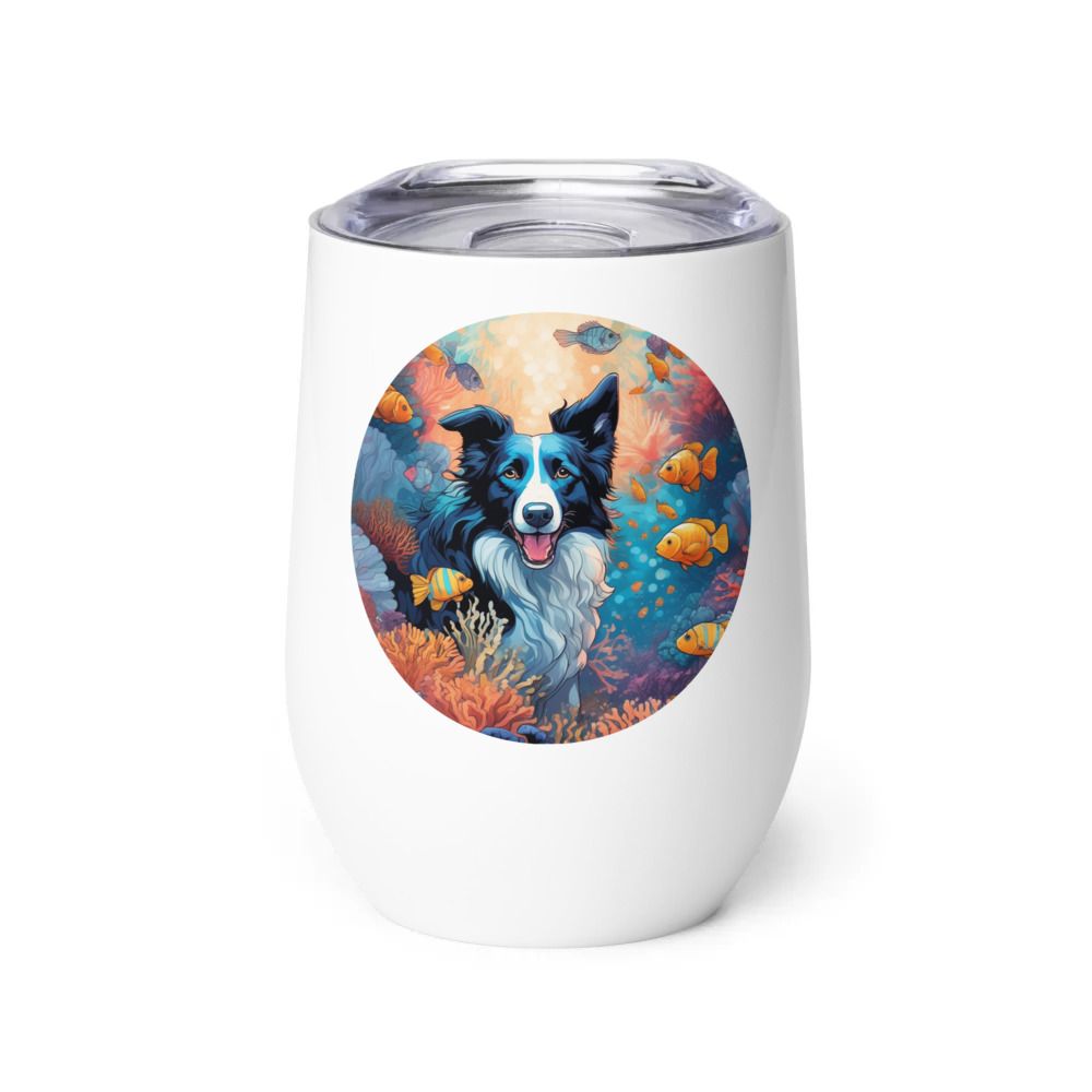 PugMug Custom Border Collie Wine Tumbler