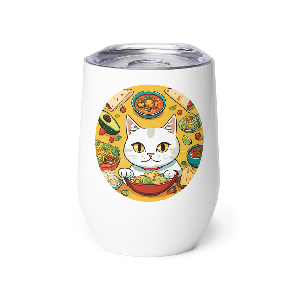 PugMug Custom White Companion Cat Wine Tumbler
