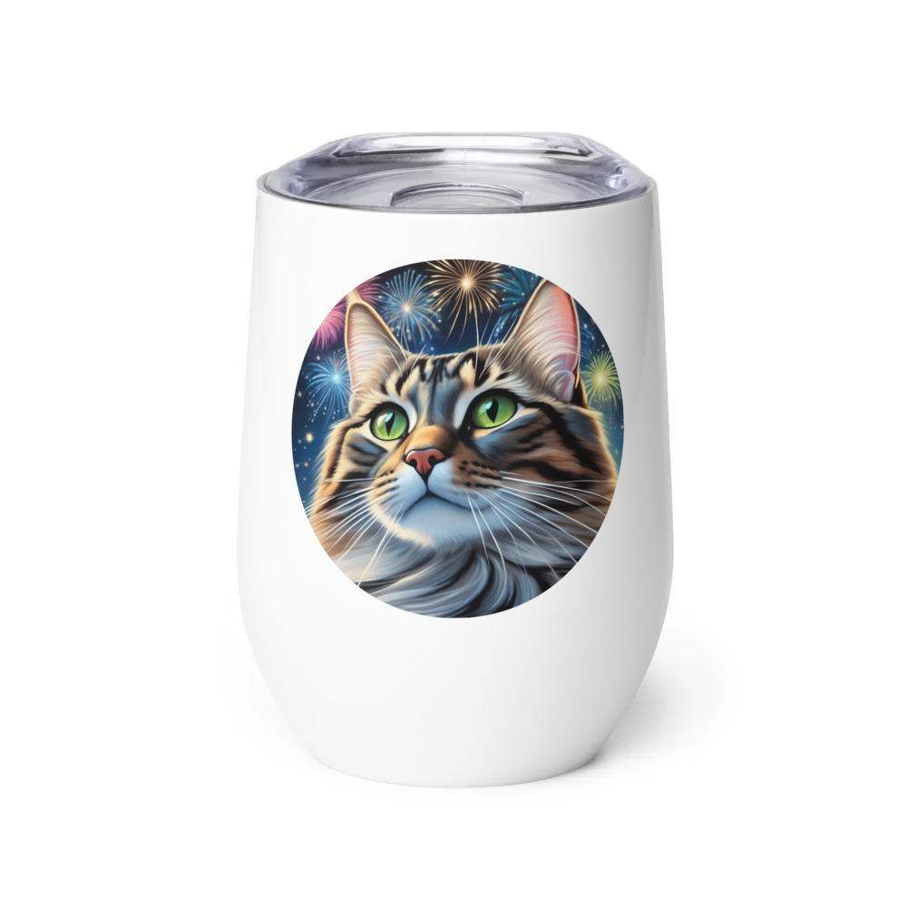 PugMug Custom Tabby Companion Cat Wine Tumbler
