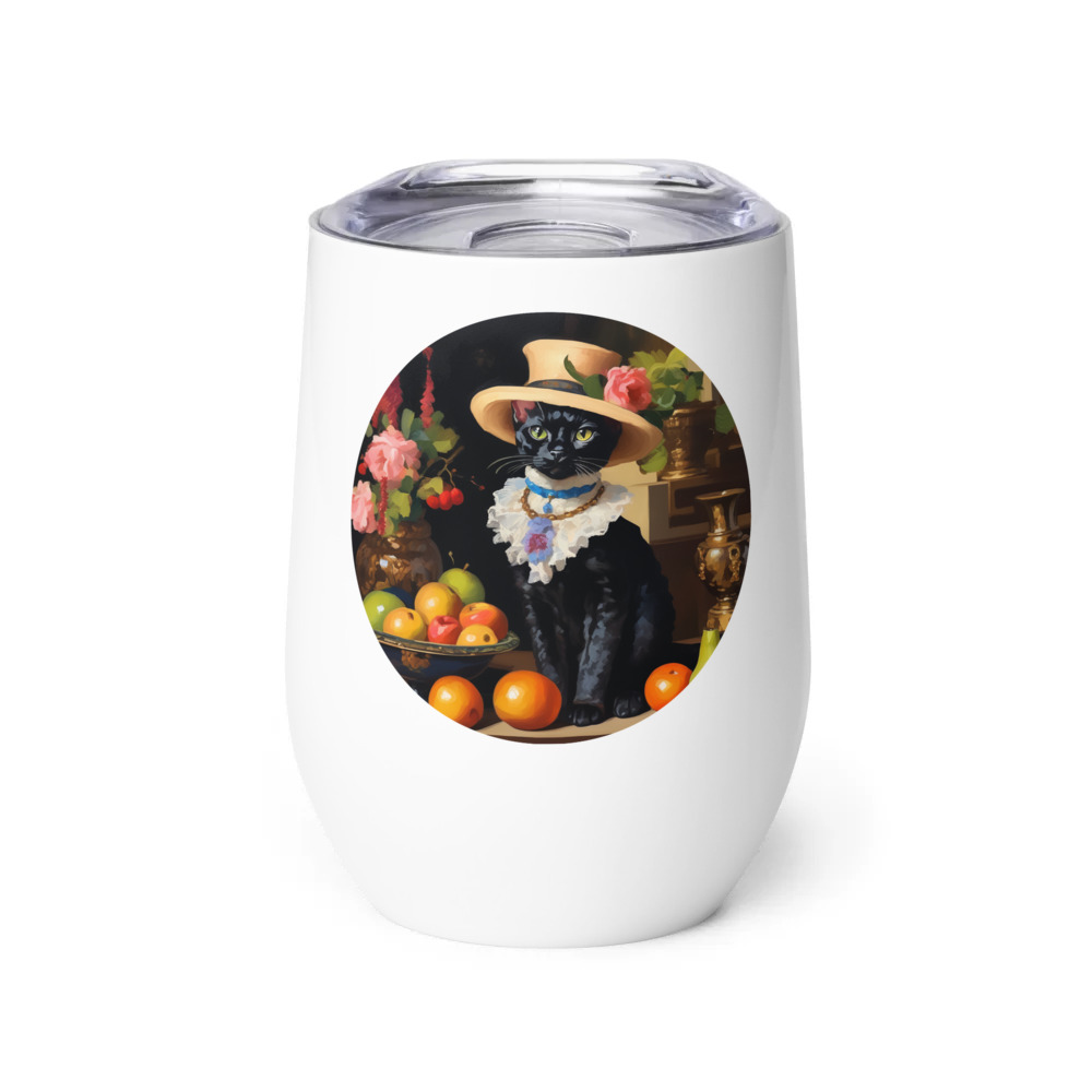 PugMug Custom Black Devon Rex Cat Wine Tumbler