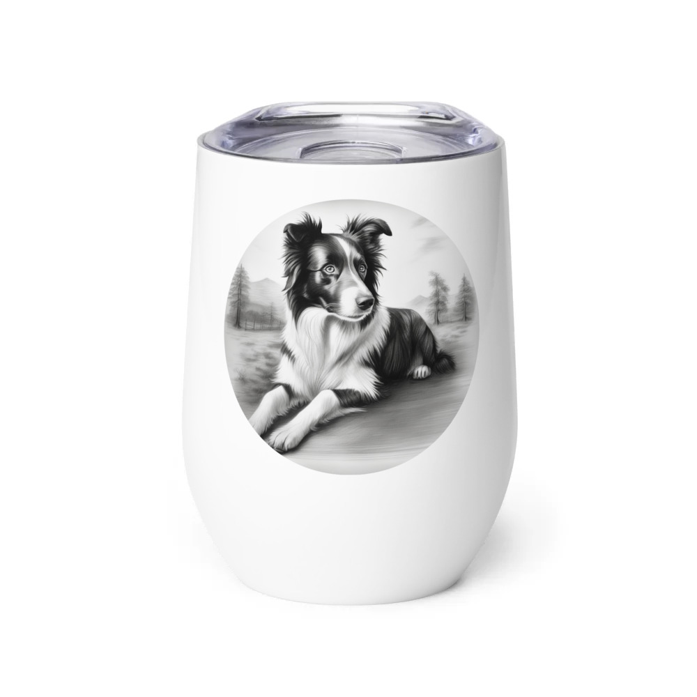 PugMug Custom Border Collie Wine Tumbler