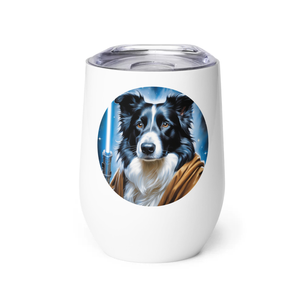 PugMug Custom Border Collie Wine Tumbler