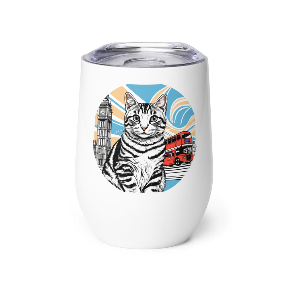 PugMug Custom Tabby American Shorthair Cat Wine Tumbler