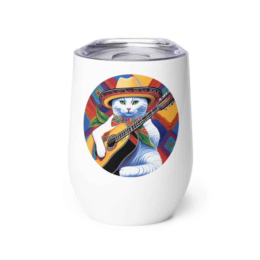 PugMug Custom White Companion Cat Wine Tumbler