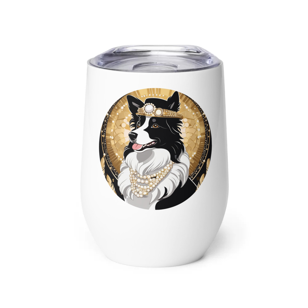 PugMug Custom Border Collie Wine Tumbler
