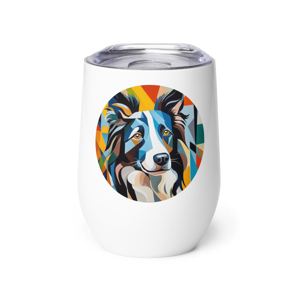 PugMug Custom Border Collie Wine Tumbler