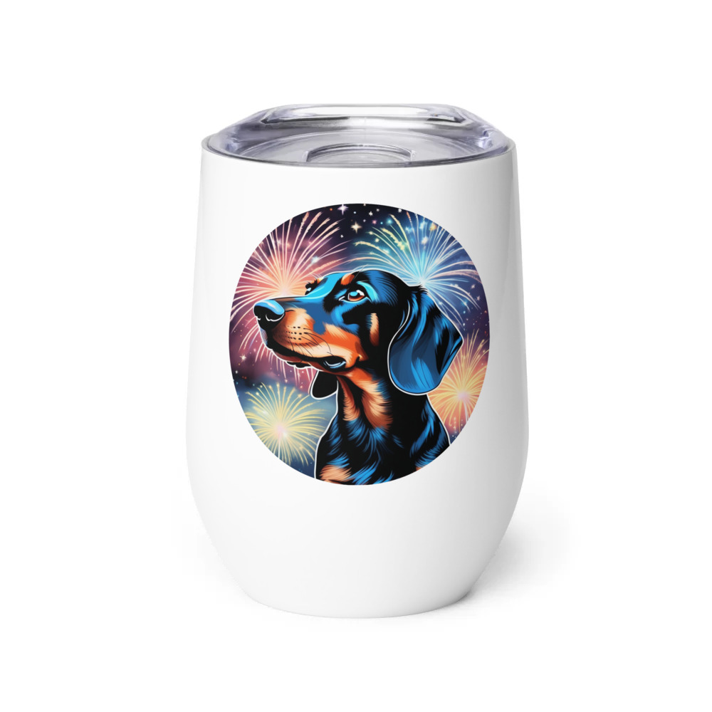 PugMug Custom Black Dachshund Wine Tumbler
