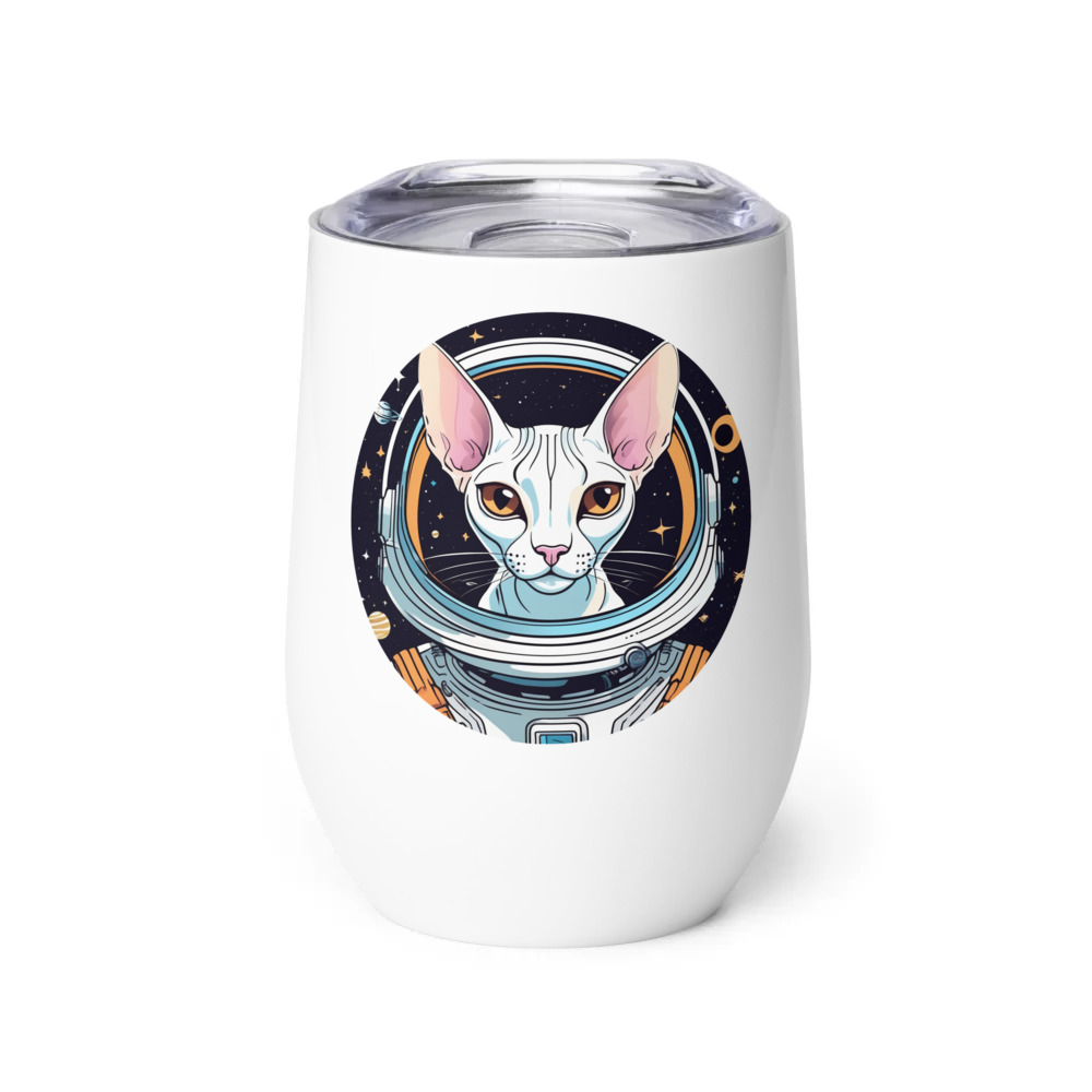 PugMug Custom White Sphynx Cat Wine Tumbler
