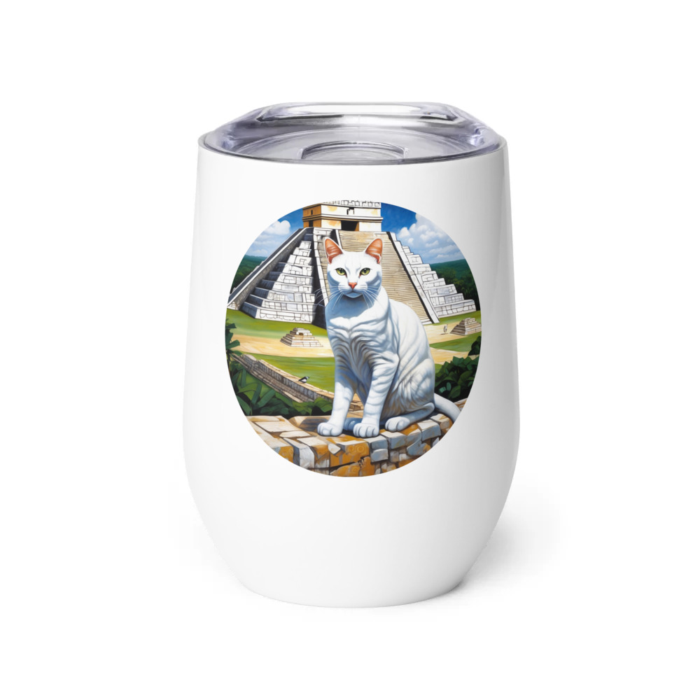 PugMug Custom White Companion Cat Wine Tumbler