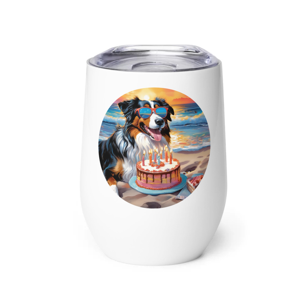 PugMug Custom Miniature American Shepherd Wine Tumbler