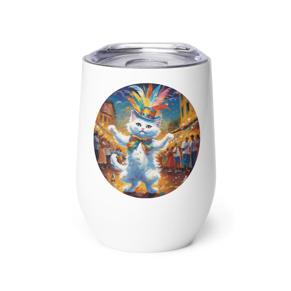 PugMug Custom White Companion Cat Wine Tumbler