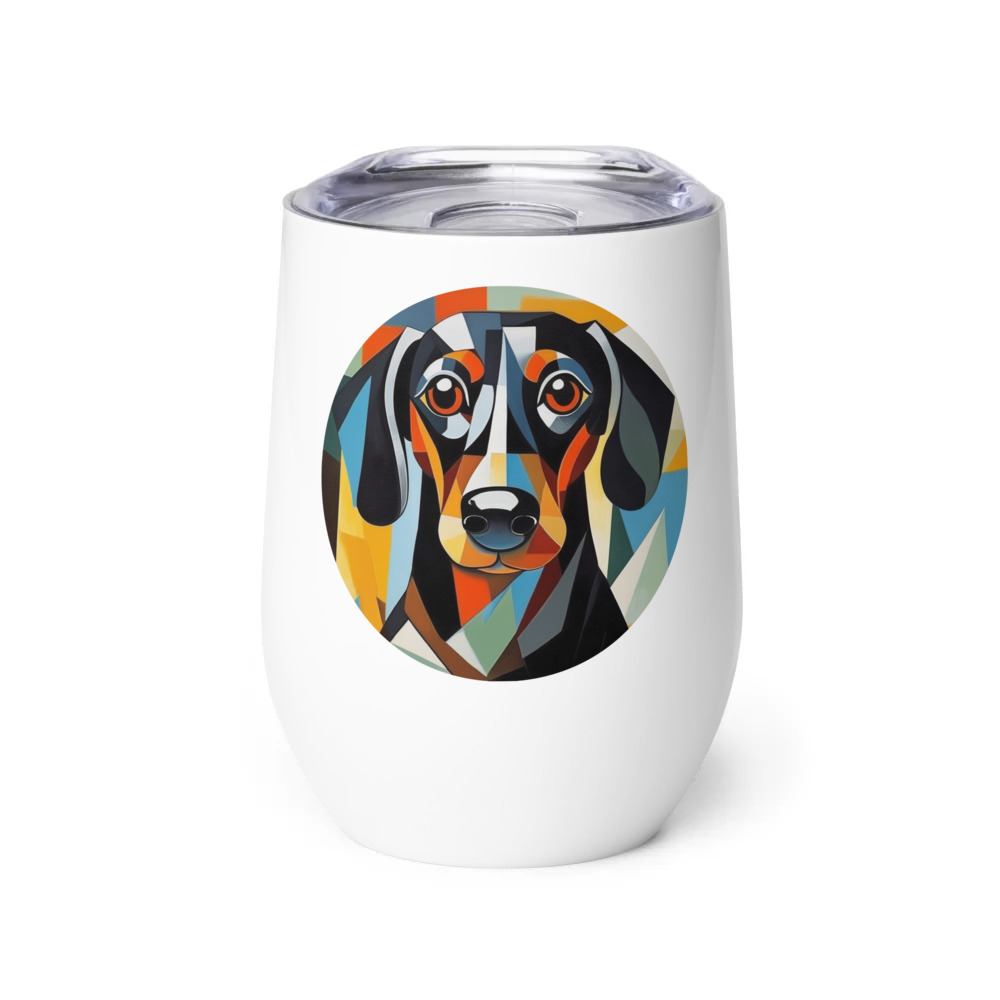 PugMug Custom Black Dachshund Wine Tumbler