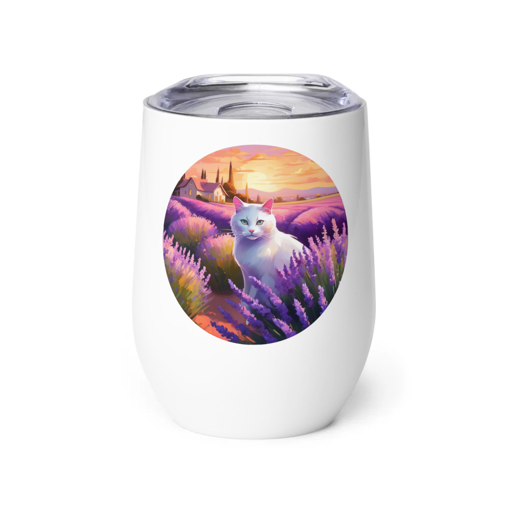 PugMug Custom White Companion Cat Wine Tumbler