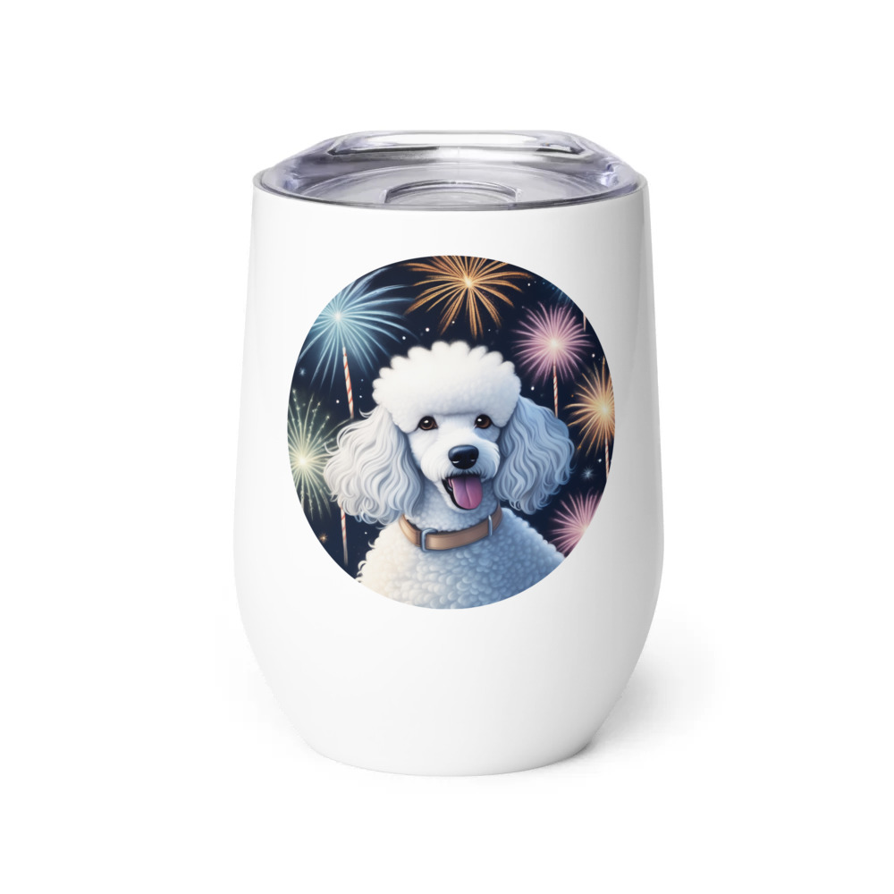 PugMug Custom White Poodle Wine Tumbler