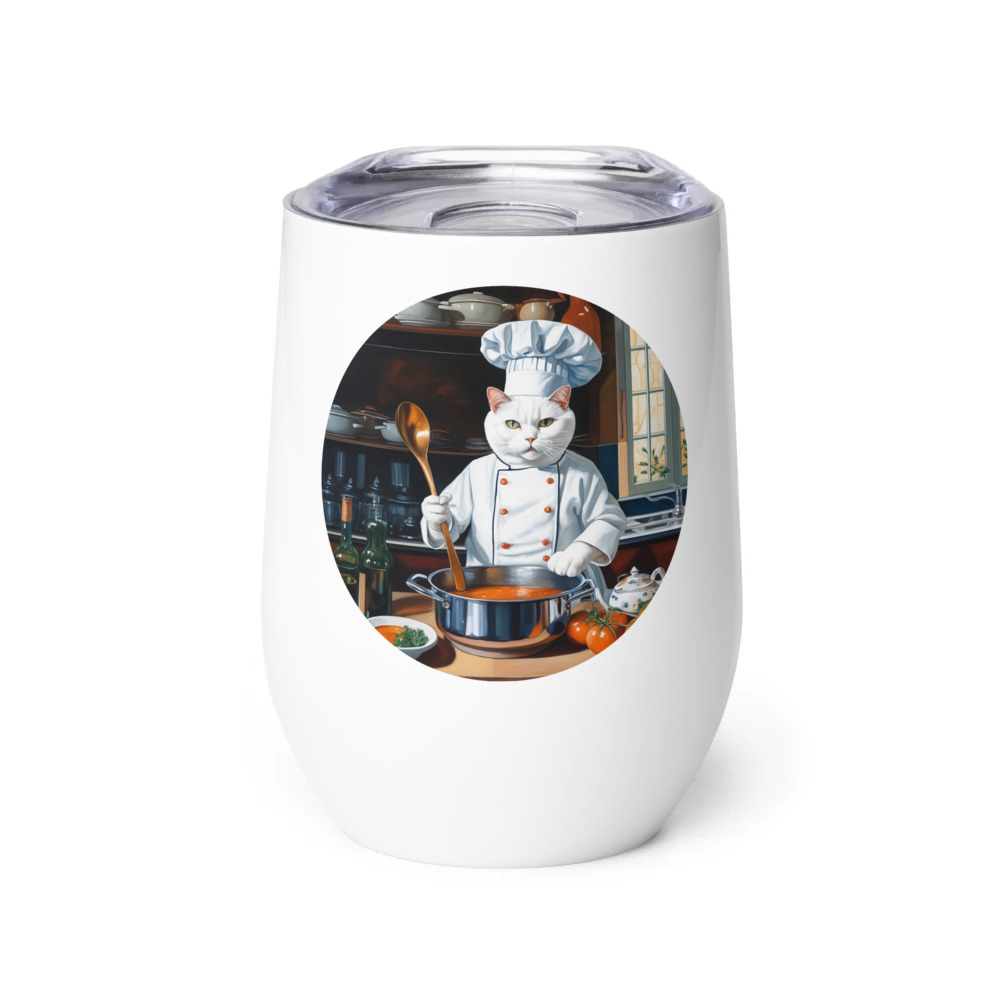 PugMug Custom White Companion Cat Wine Tumbler