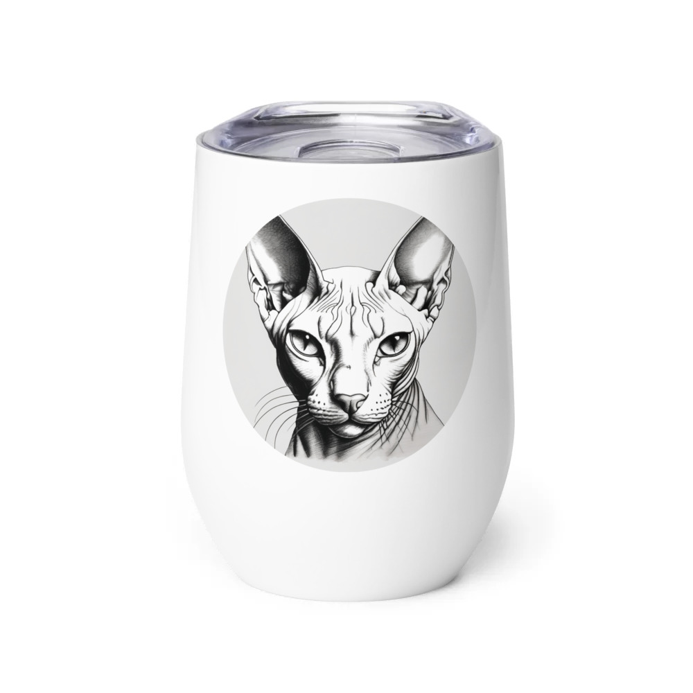 PugMug Custom White Sphynx Cat Wine Tumbler