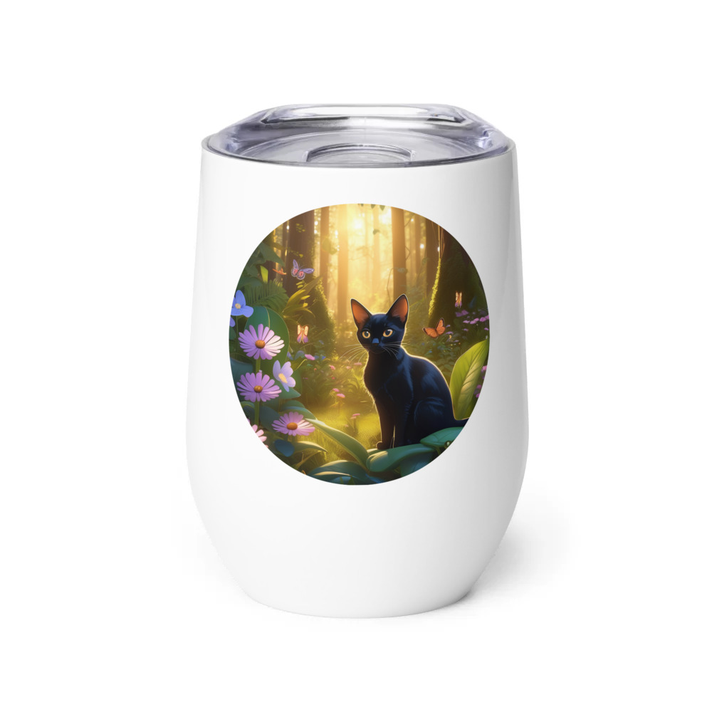 PugMug Custom Black Abyssinian Cat Wine Tumbler