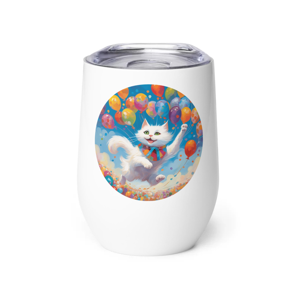 PugMug Custom White Companion Cat Wine Tumbler