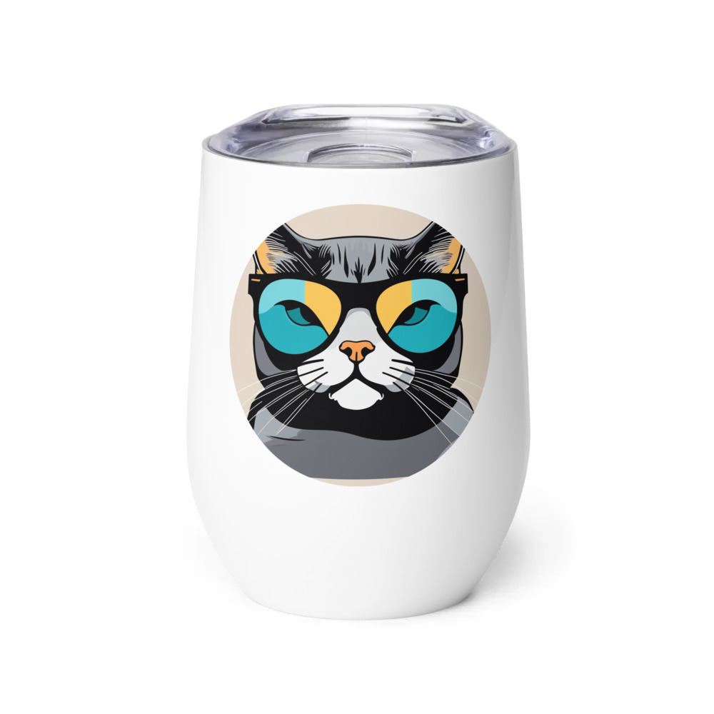 PugMug Custom Black British Shorthair Cat Wine Tumbler