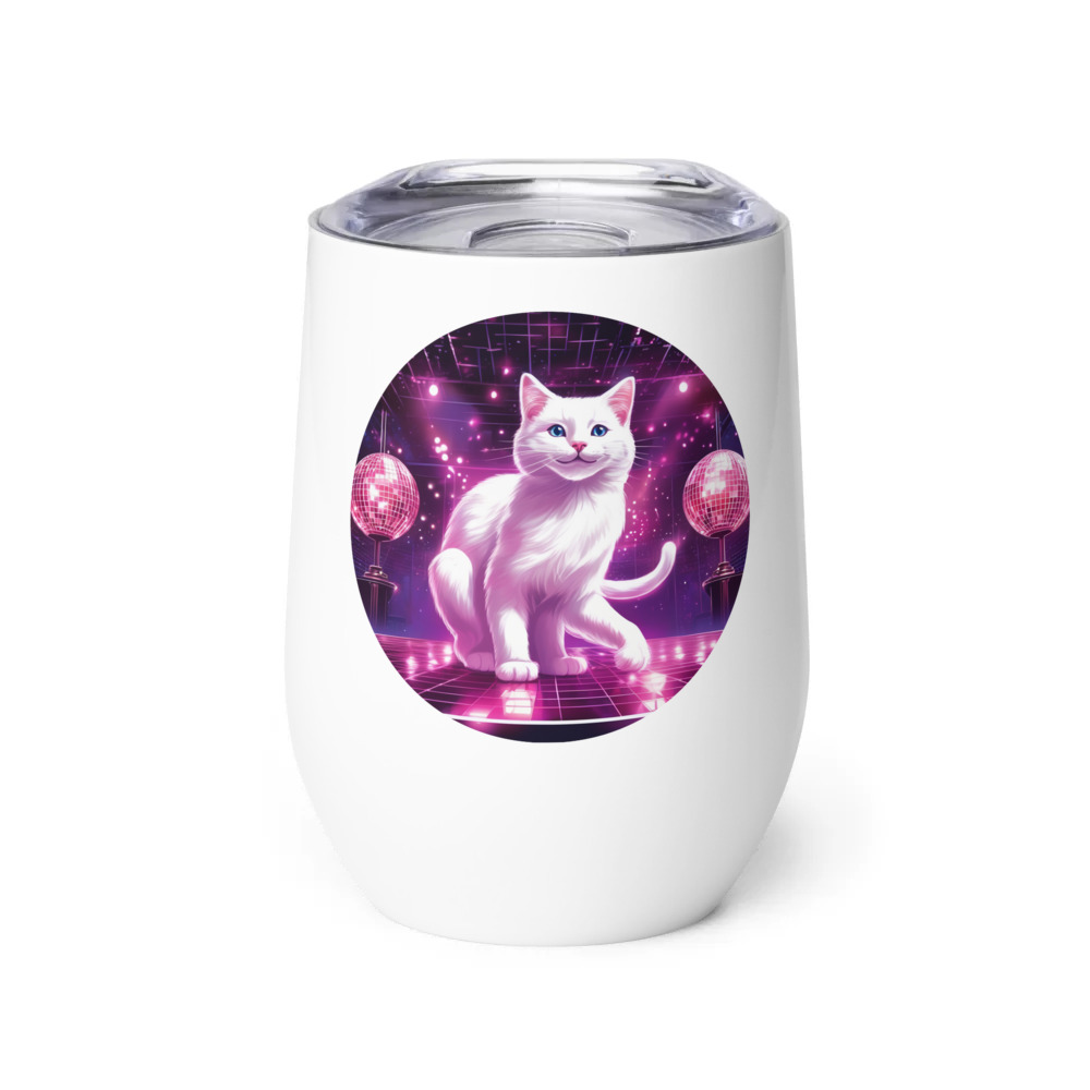 PugMug Custom White Companion Cat Wine Tumbler