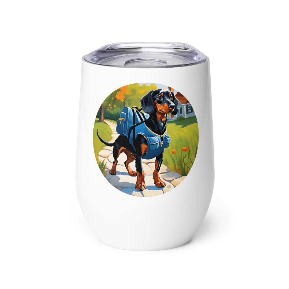 PugMug Custom Black Dachshund Wine Tumbler