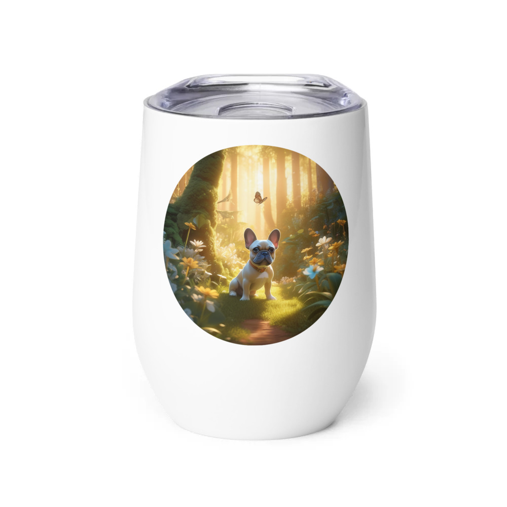 PugMug Custom Tan French Bulldog Wine Tumbler