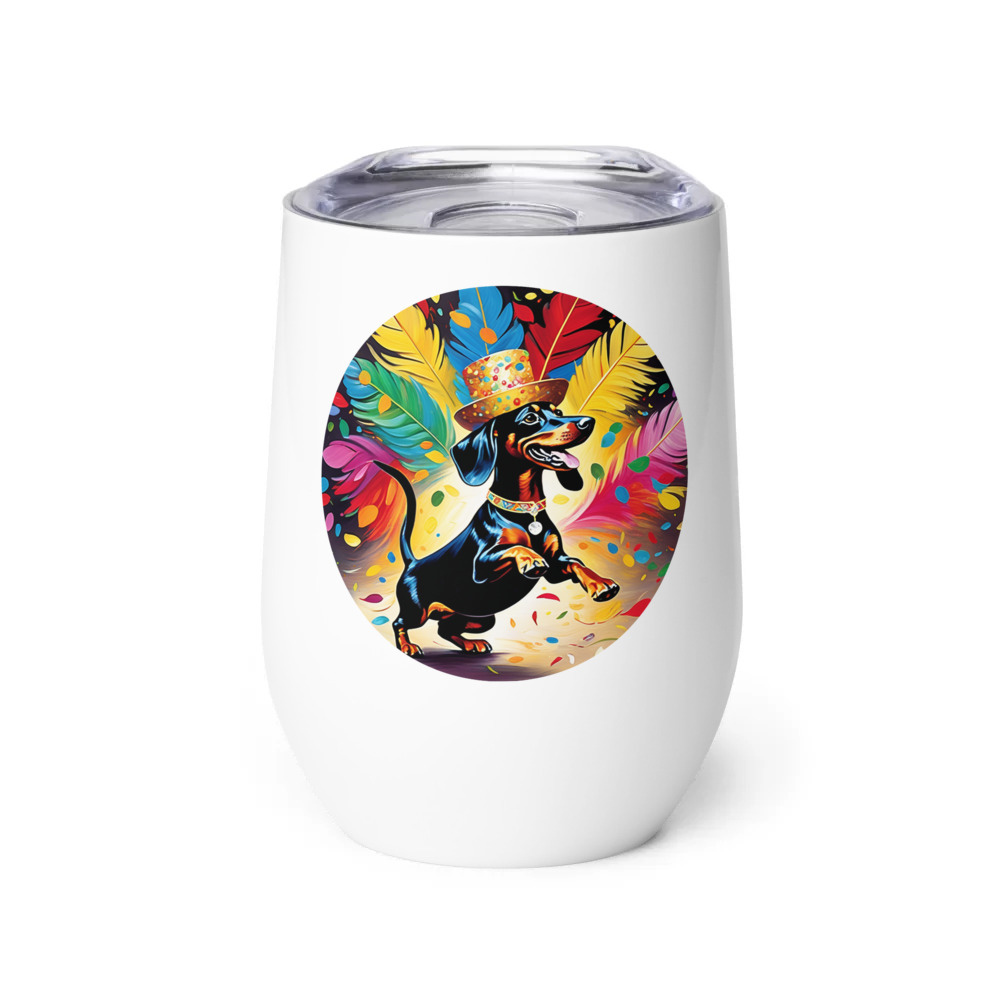 PugMug Custom Black Dachshund Wine Tumbler