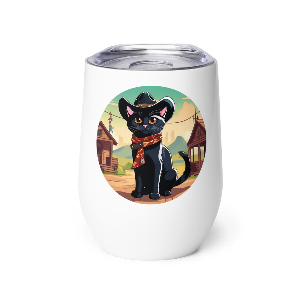 PugMug Custom Black Companion Cat Wine Tumbler