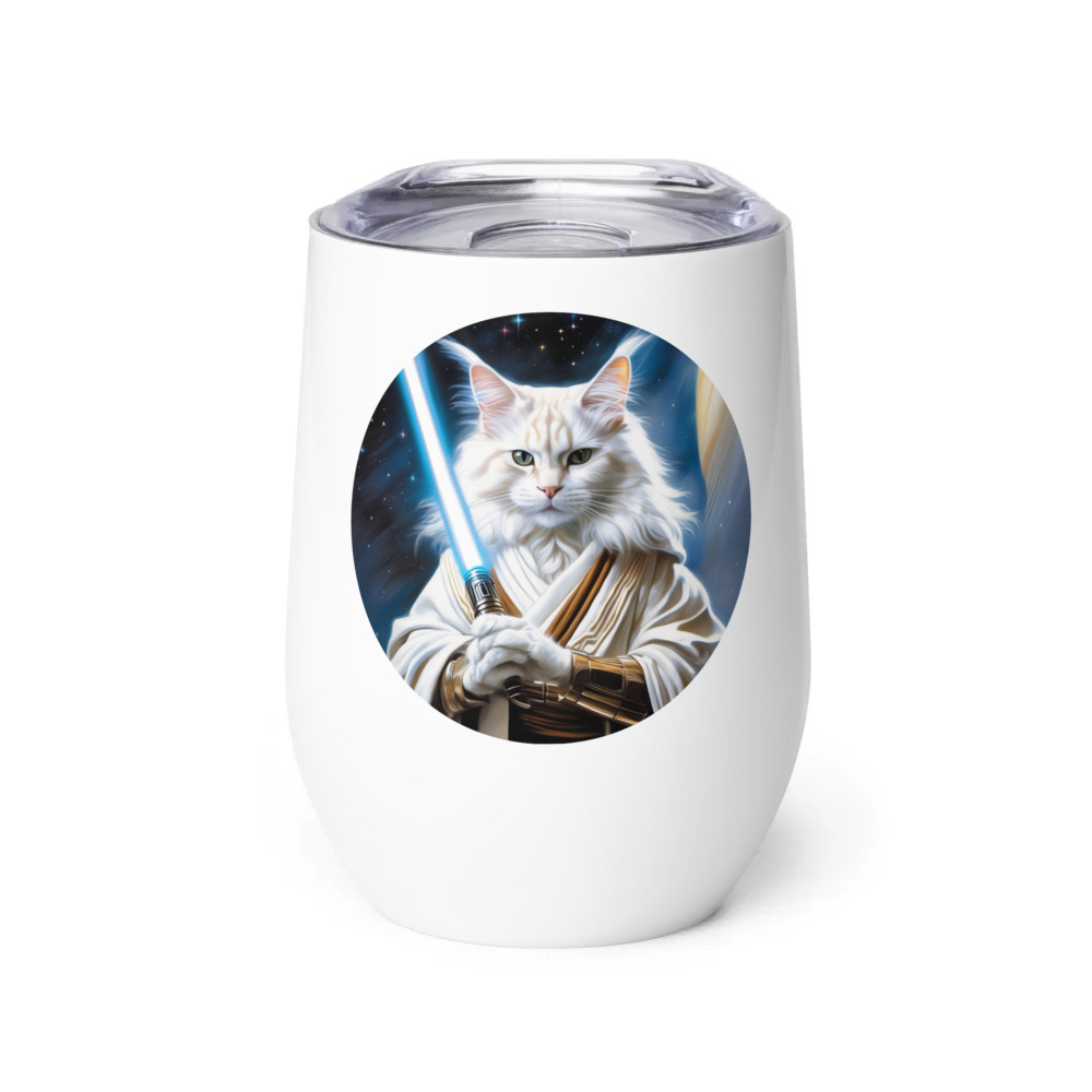PugMug Custom White Maine Coon Cat Wine Tumbler