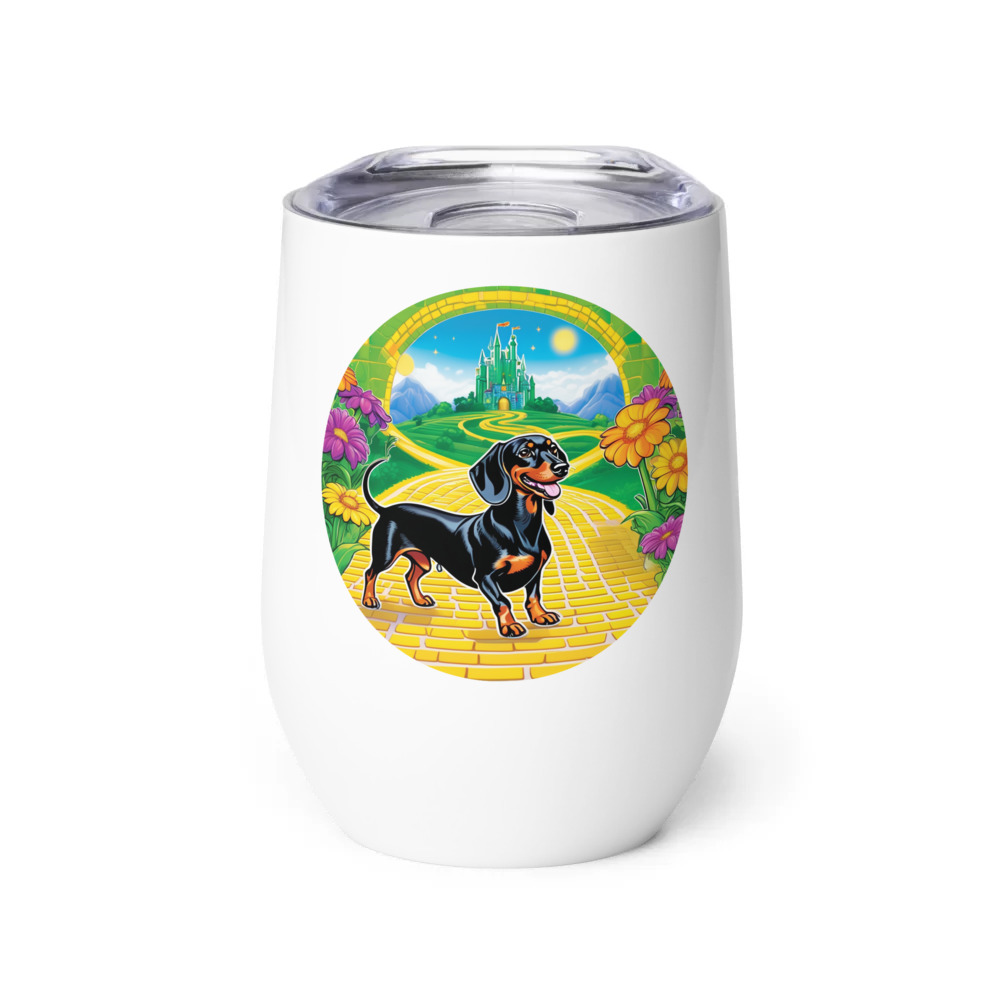 PugMug Custom Black Dachshund Wine Tumbler
