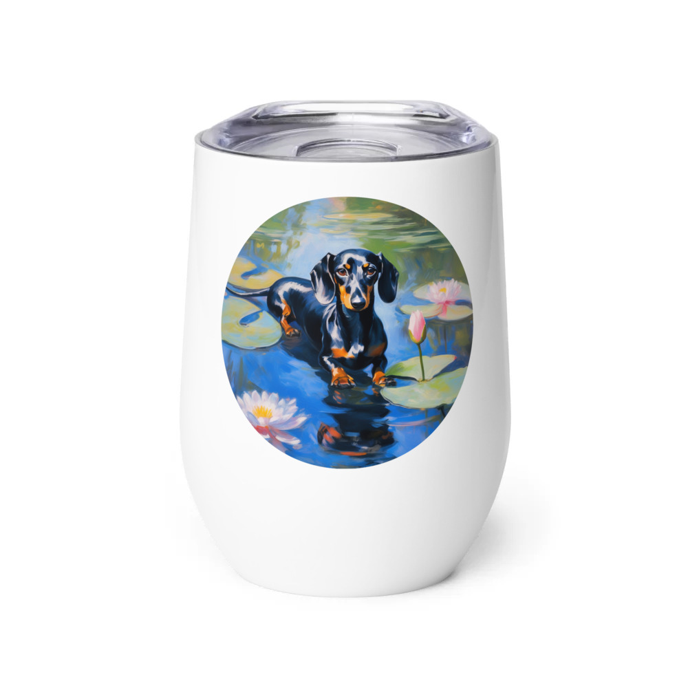 PugMug Custom Black Dachshund Wine Tumbler