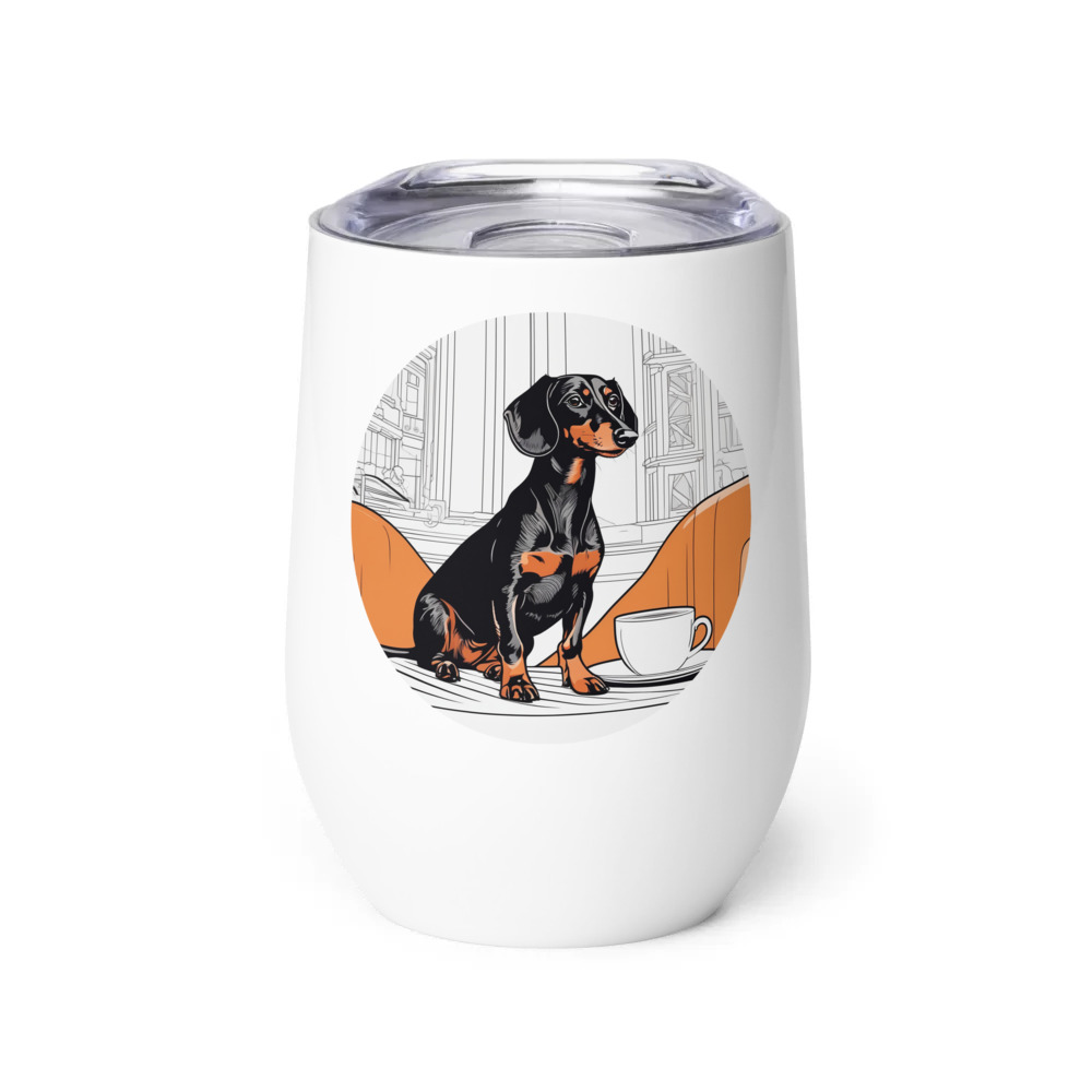 PugMug Custom Black Dachshund Wine Tumbler